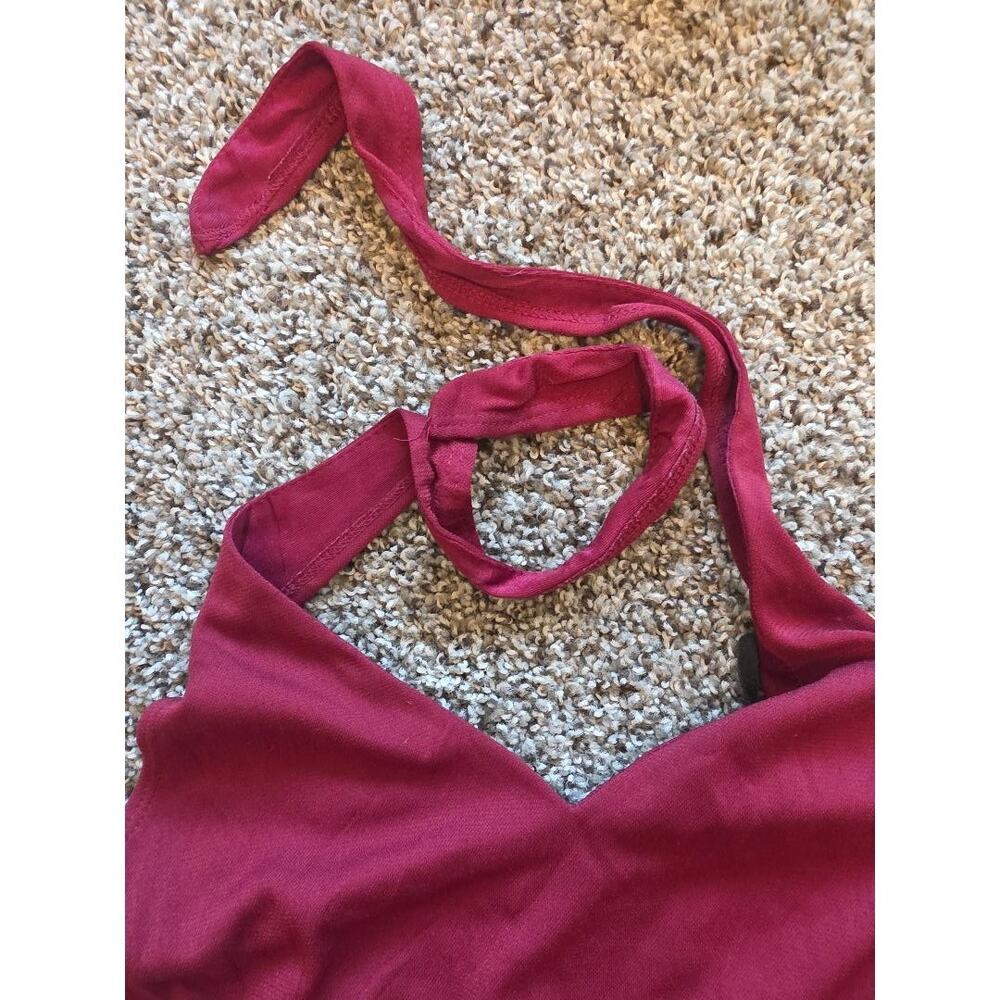 Charlotte Russe Burgundy Asymmetrical Halter Dress Size S - Picture 5 of 7